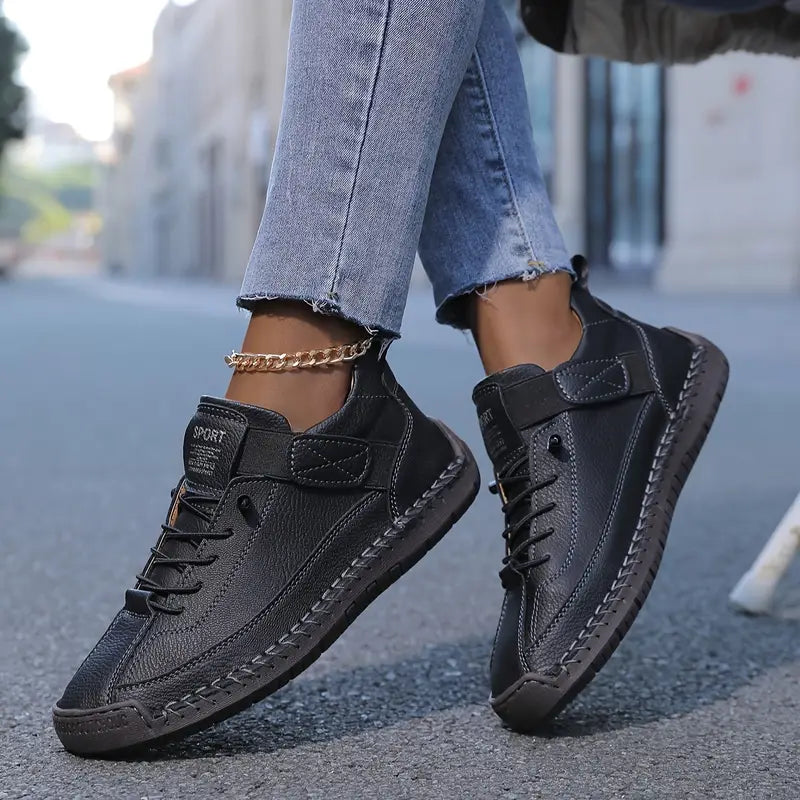 Men's Casual Leather Sneakers with Strap