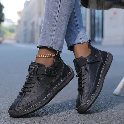 Men's Casual Leather Sneakers with Strap