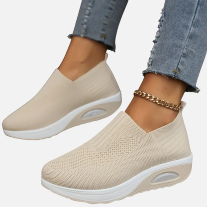 Zapatillas sin cordones de punto transpirables para mujer