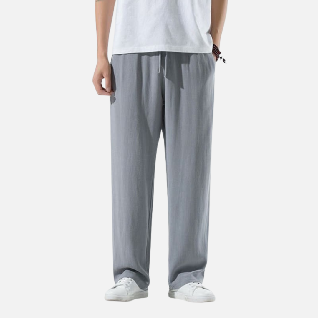 Pantalones Holgados de Lino para Hombre - Pantalones de Mezcla de Algodón y Lino Transpirables