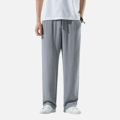 Pantalones Holgados de Lino para Hombre - Pantalones de Mezcla de Algodón y Lino Transpirables