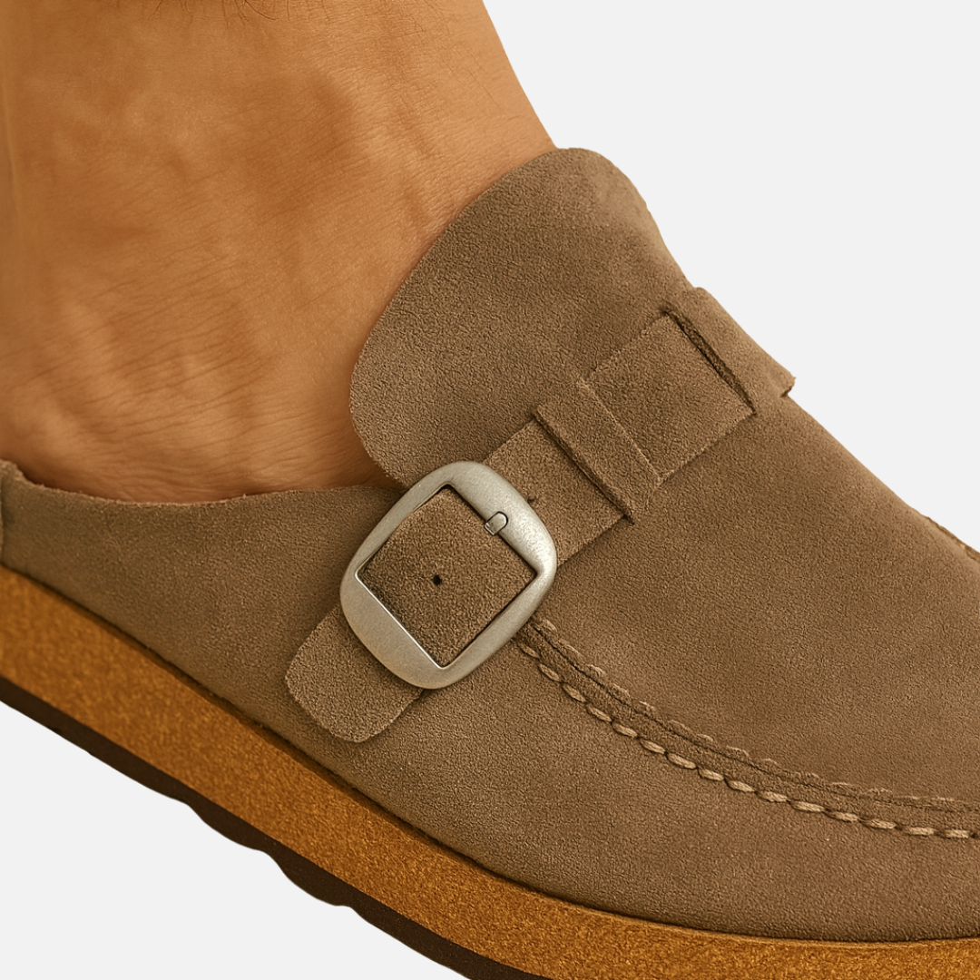 Mules de ante para hombre con hebilla - Sandalias cerradas