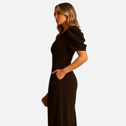 Mono de pierna ancha y manga abullonada para mujer - Ropa elegante para resort