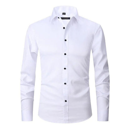 Men's Button-Up Shirt – Long Sleeve, Stretch, Wrinkle-Resistant
