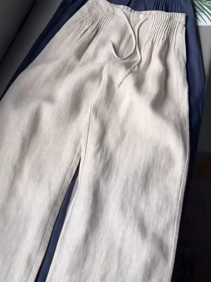 Women's High-Rise Wide-Leg Pants with Drawstring Waist