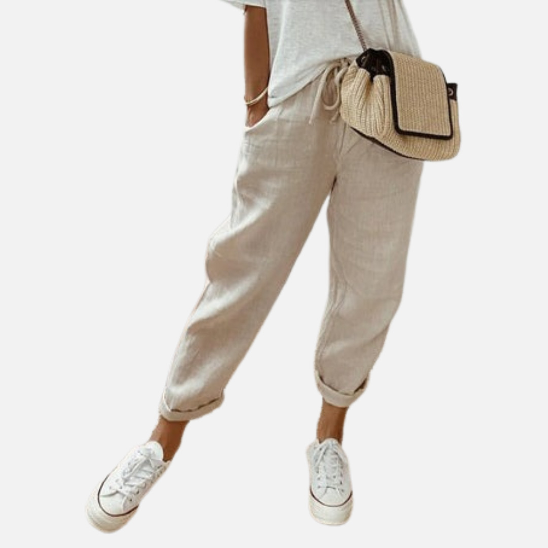 Pantalones deportivos de lino transpirables para mujer