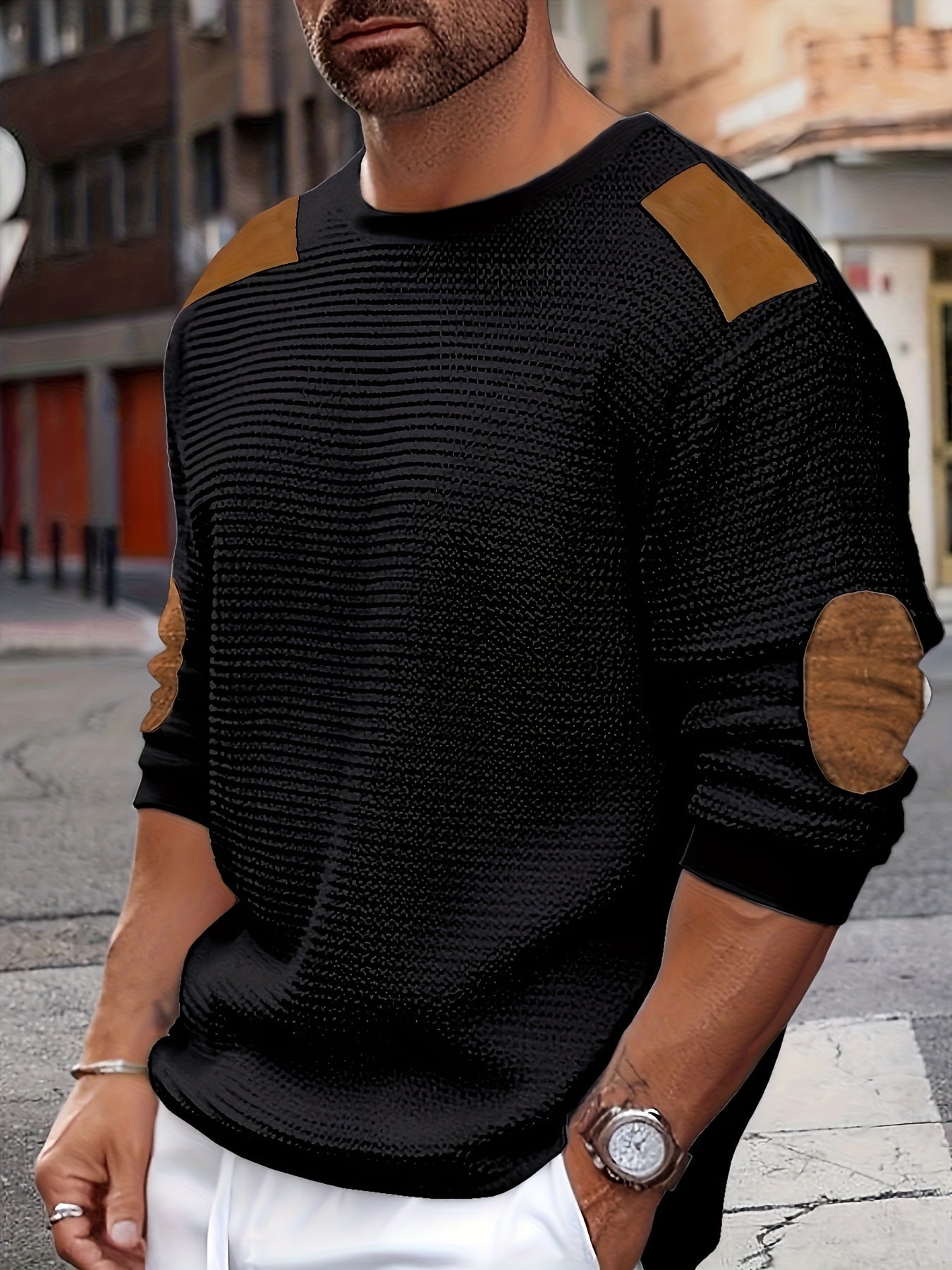 Aaron | Textured Elbow-Patch Pullover 7