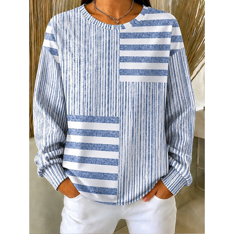 Adelaide | Striped Colorblock Crew Neck Sweatshirt 0