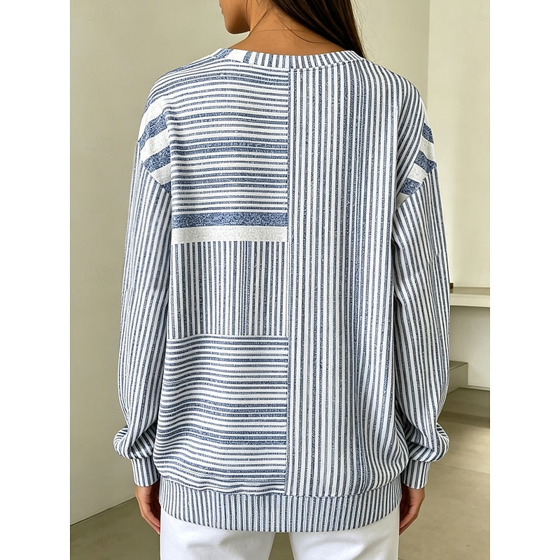 Adelaide | Striped Colorblock Crew Neck Sweatshirt 1