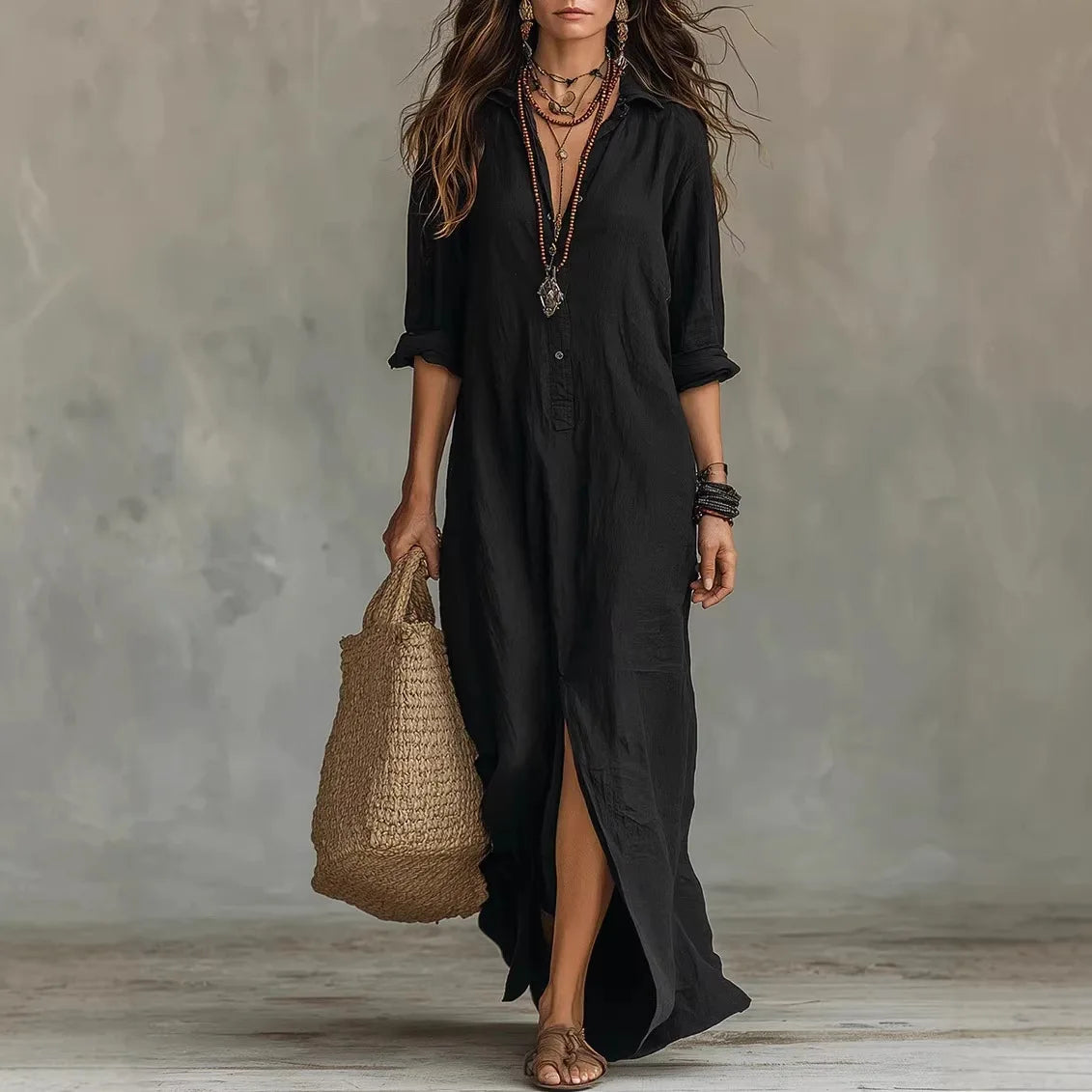 Agnes Linen Long Shirt Dress 1