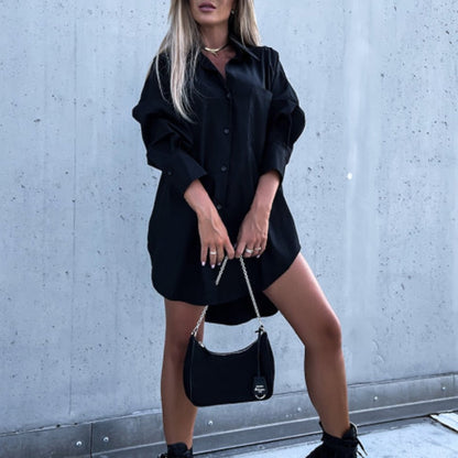 Women's Oversized Button Shirt with Chest Pocket