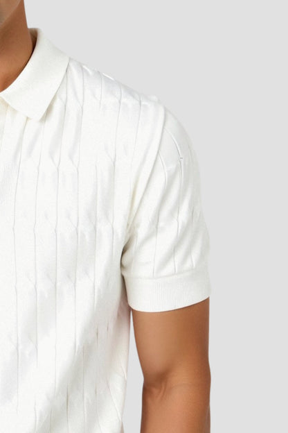 Men's Short Sleeve Textured Knit Polo Shirt