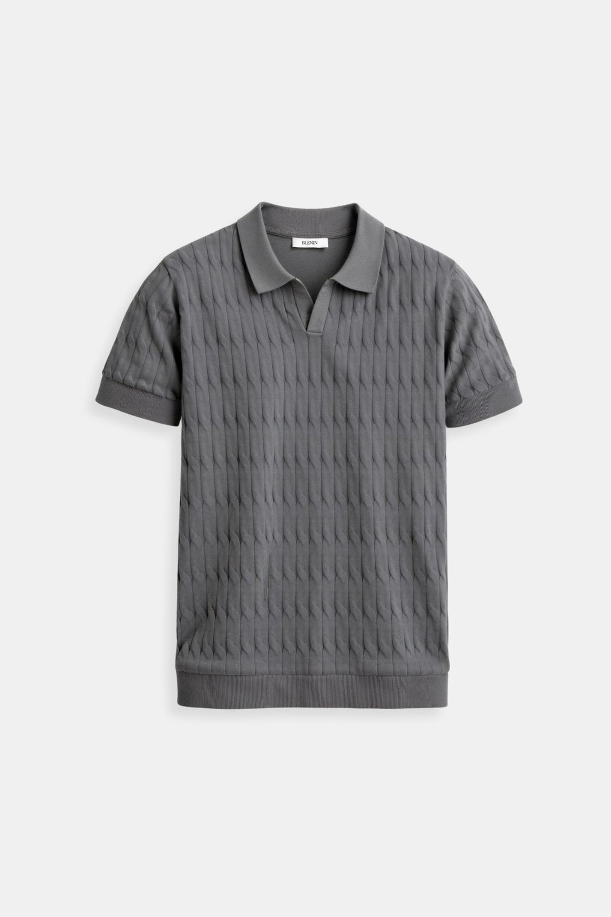 Men's Short Sleeve Textured Knit Polo Shirt