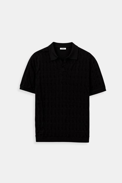 Men's Short Sleeve Textured Knit Polo Shirt