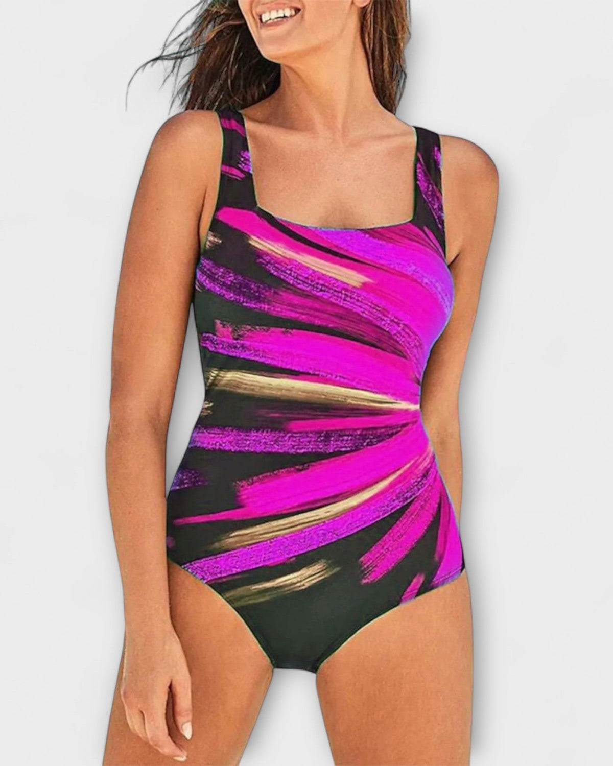 Women's One-Piece Swimsuit with Abstract Print