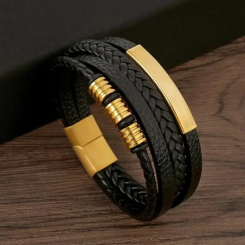 Men's Multi-Strand Braided Leather Bracelet