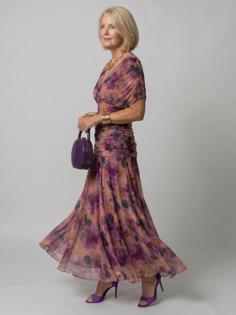 Carmen Flow Dress | Off Shoulder, Midi Length Summer Wedding Guest Dress 1