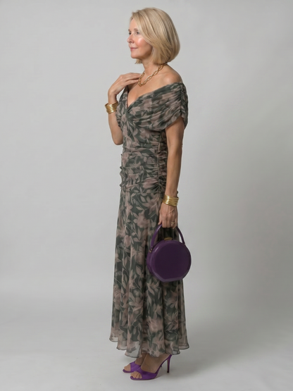Carmen Flow Dress | Off Shoulder, Midi Length Summer Wedding Guest Dress 5