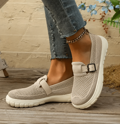 Women's Mesh Slip-On Shoes with Buckle