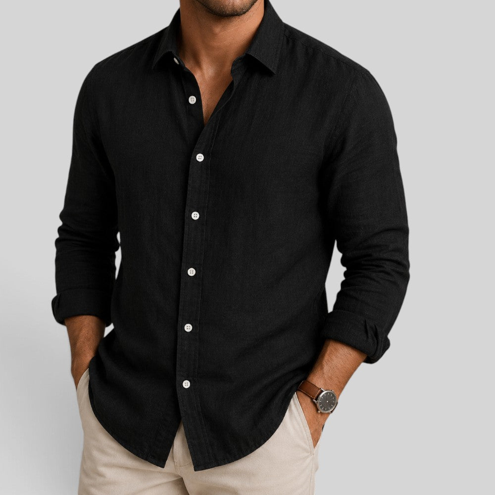 Men's Linen Blend Long Sleeve Shirt