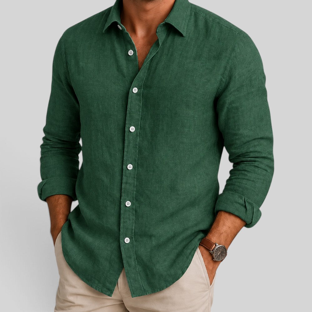 Men's Linen Blend Long Sleeve Shirt