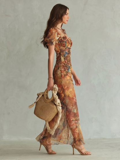 Ciel Midi Dress | Lightweight, Ruffled Sleeves, Front Slit, Wedding Guest, Summer Dress 1