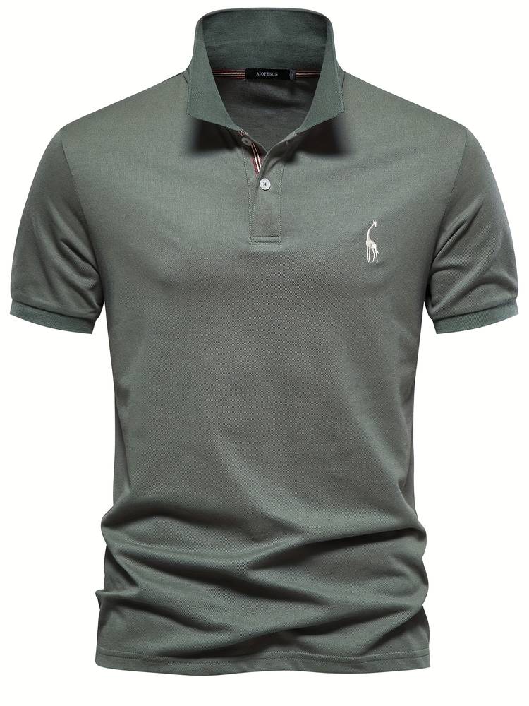 Men's Short Sleeve Polo Shirt with Embroidered Detail