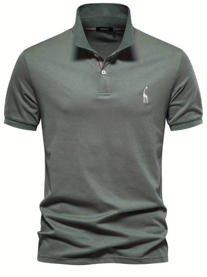 Men's Short Sleeve Polo Shirt with Embroidered Detail