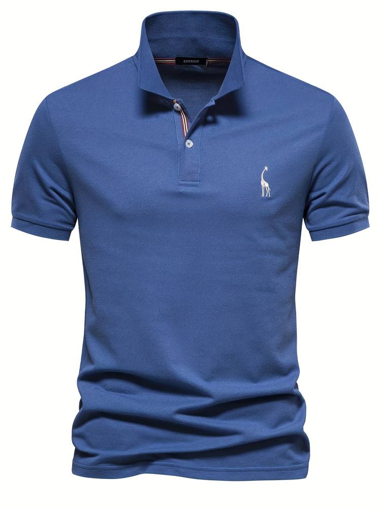 Men's Short Sleeve Polo Shirt with Embroidered Detail