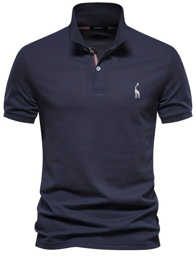 Men's Short Sleeve Polo Shirt with Embroidered Detail