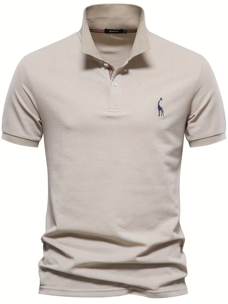 Men's Short Sleeve Polo Shirt with Embroidered Detail