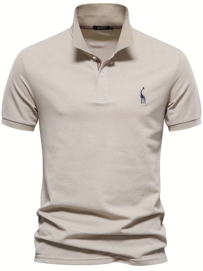 Men's Short Sleeve Polo Shirt with Embroidered Detail