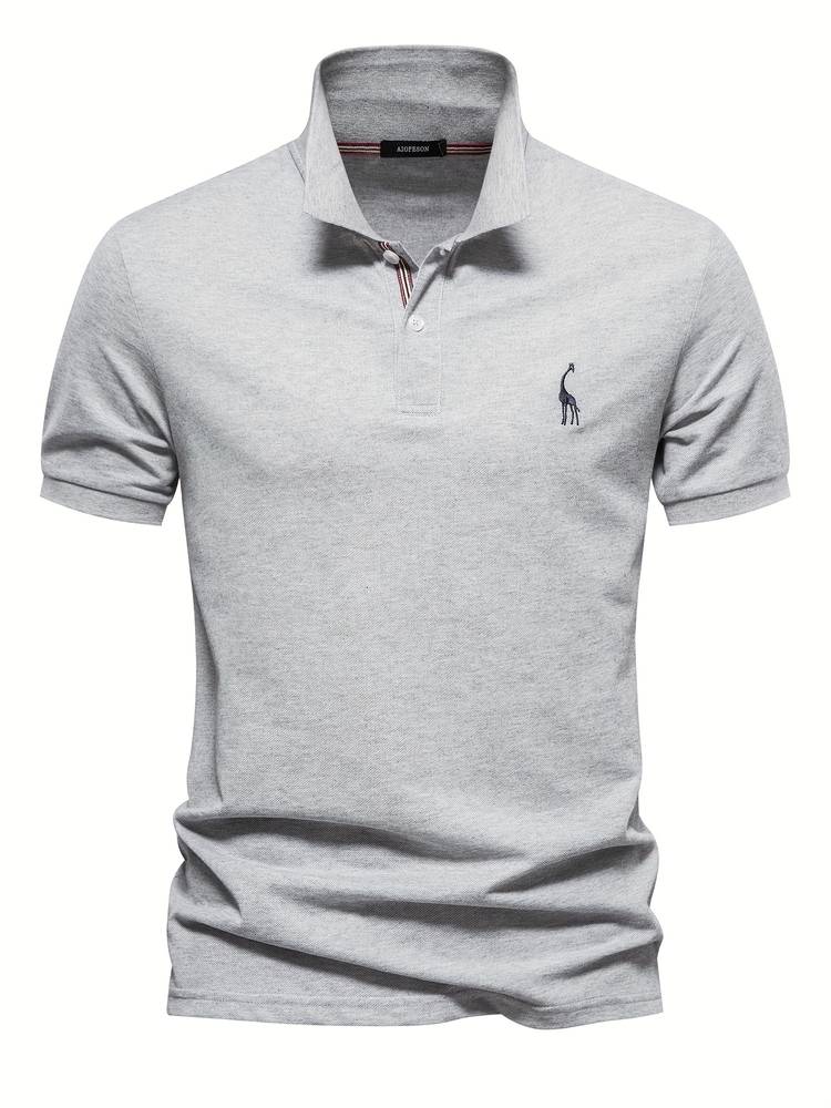 Men's Short Sleeve Polo Shirt with Embroidered Detail