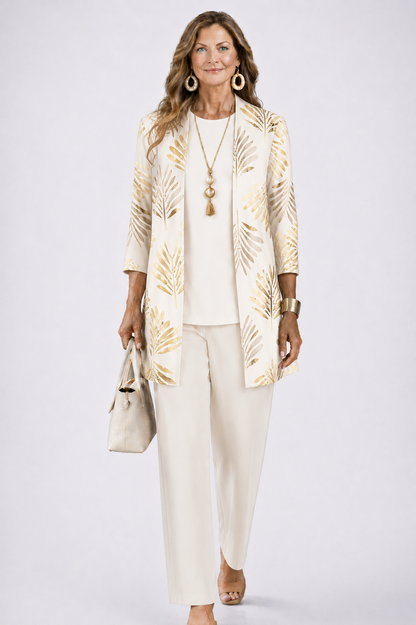 Dorina 3-Piece Set | Relaxed Fit, Lightweight, Printed Trousers 12