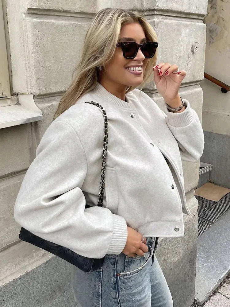 Editha | Women's Short Round Neck Blouson Jacket 1