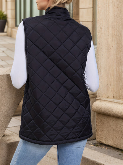Eileen | Diamond-Quilted Longline Vest 1