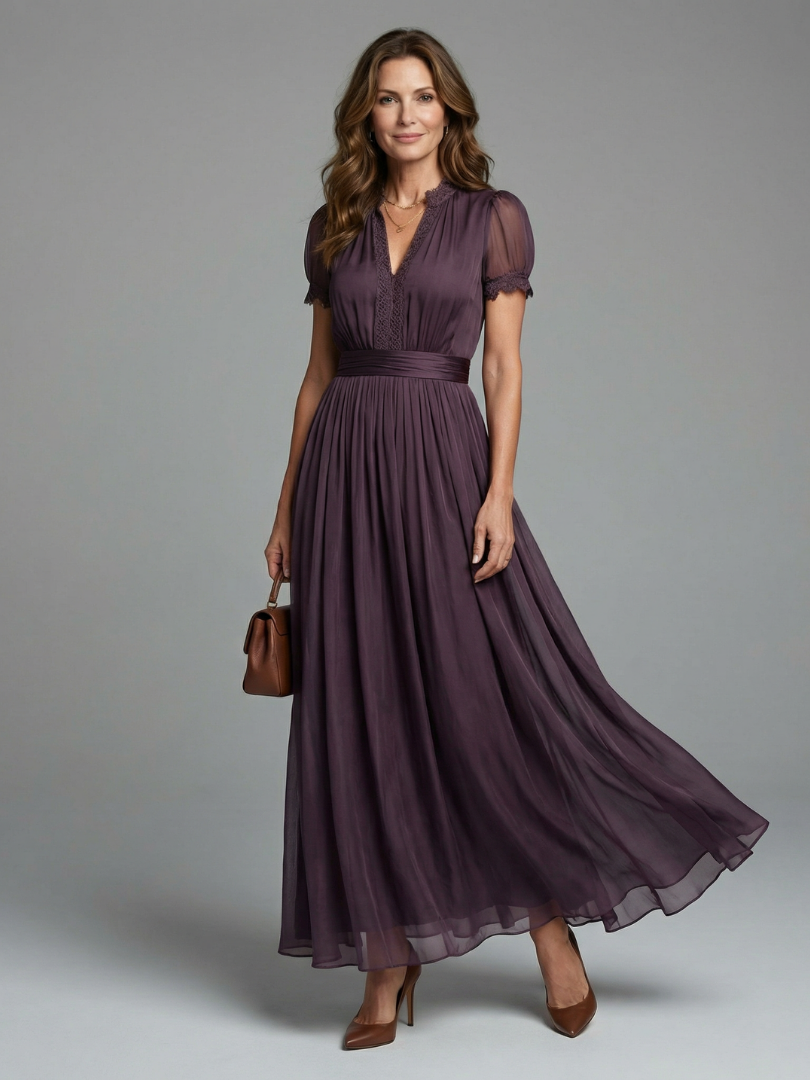Elara Maxi Dress | Gathered Waist, Keyhole Neckline 0