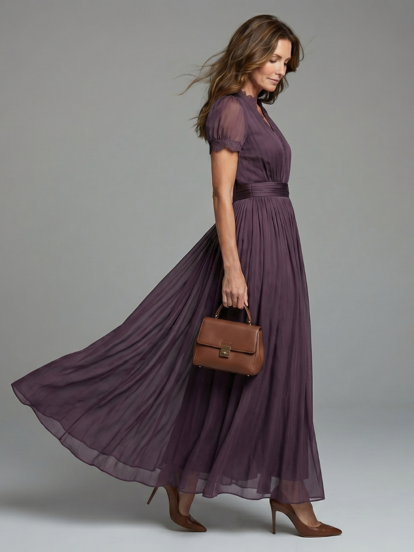 Elara Maxi Dress | Gathered Waist, Keyhole Neckline 1
