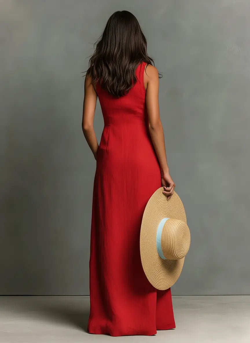 Elegant Sleeveless Maxi Shirt Dress for Women 1