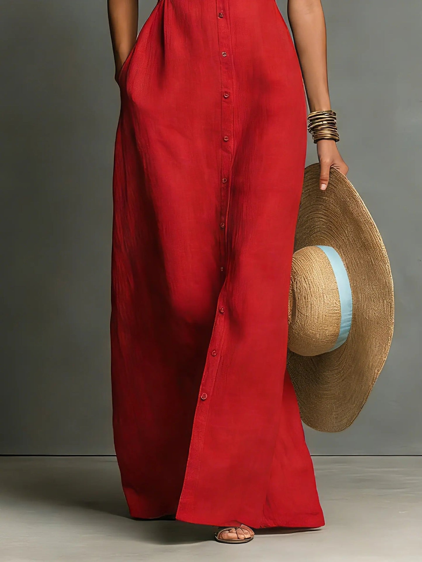 Elegant Sleeveless Maxi Shirt Dress for Women 5