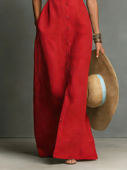 Elegant Sleeveless Maxi Shirt Dress for Women 5