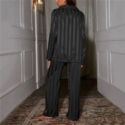 Elysia Satin Pajama Set | Striped, Women's Loungewear 5