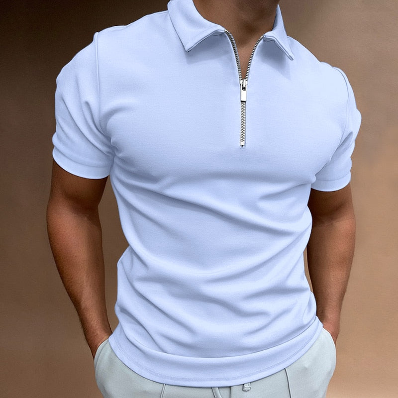 Men's Short Sleeve Quarter Zip Polo Shirt