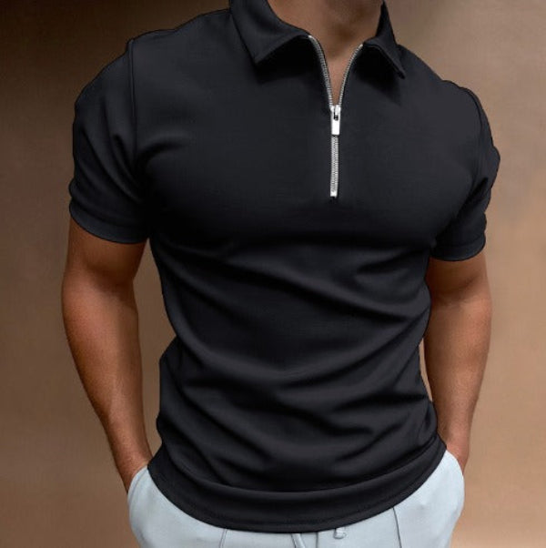 Men's Short Sleeve Quarter Zip Polo Shirt