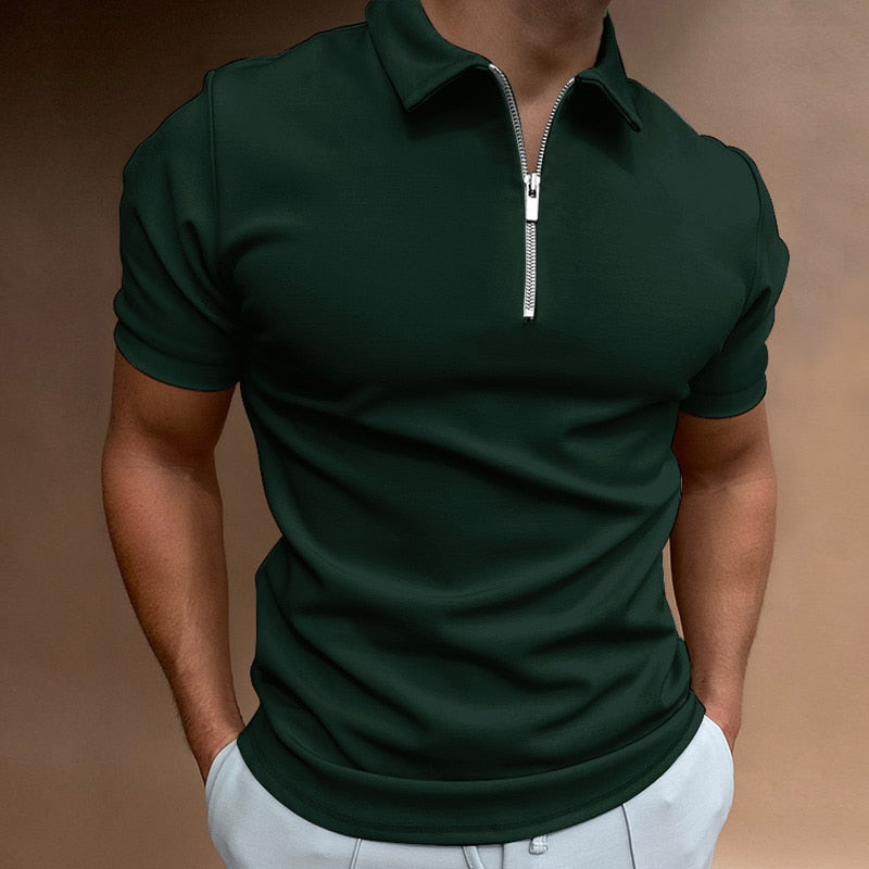 Men's Short Sleeve Quarter Zip Polo Shirt