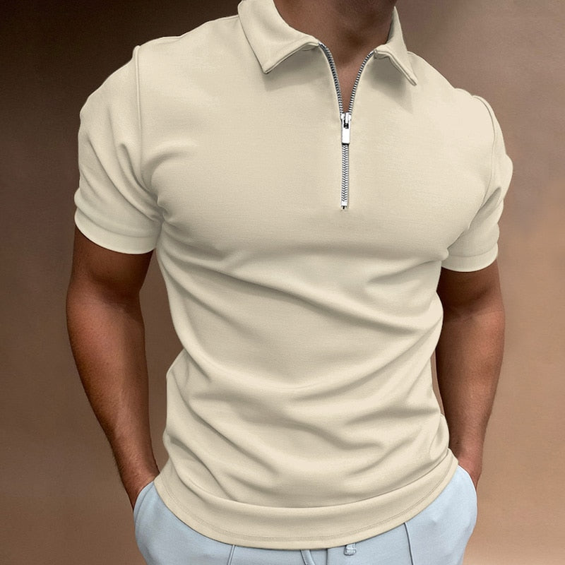 Men's Short Sleeve Quarter Zip Polo Shirt