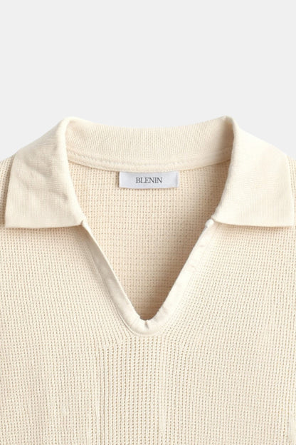Men's Short Sleeve Striped Knit Polo Shirt