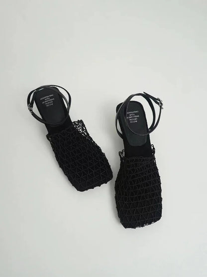 Fiora Mesh Weave Heels | Square Toe, Braided Mesh Wrap 6