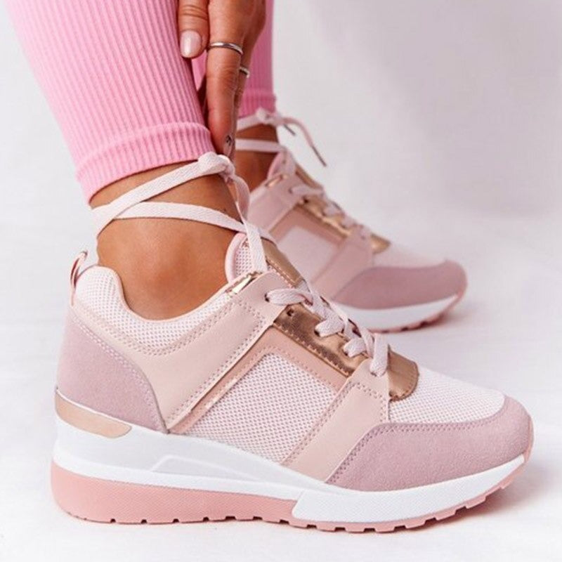 Women's Wedge Sneakers with Metallic Trim