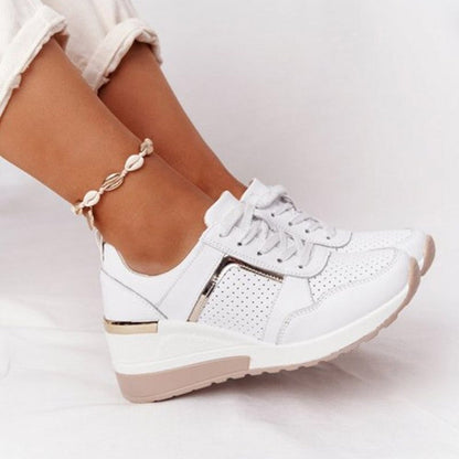 Women's Wedge Sneakers with Metallic Trim